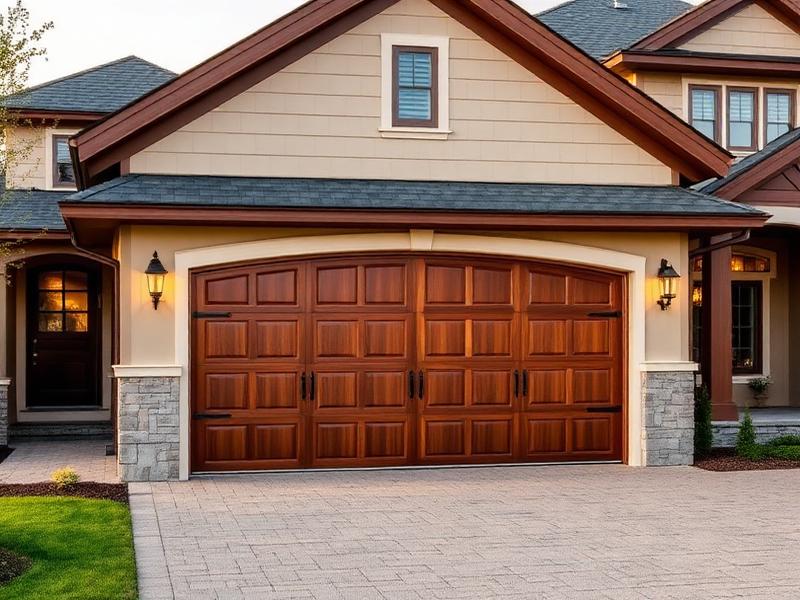 Luxury wood garage door installation on custom home in Ridgefield CT